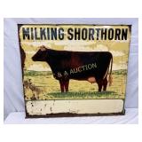 Milking Shorthorn' DS metal sign w/cow Graphic, 4