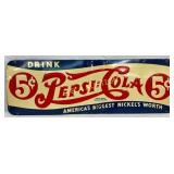 Emb. Pepsi-Cola Double Dot 5-Cent Metal Sign, 10×