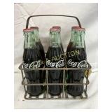 Coca-Cola 6-Bottle Metal Carrier with Glass Bottle