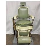 Early Porc Barber Chair with Green Upholstery, 24i