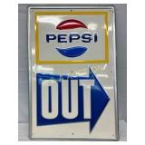 Pepsi-Cola Out' Emb. Self-Framed Metal Sign, 23 x