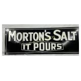 Morton's Salt Emb SS Tin Sign, 27×10 Inches