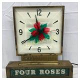 Four Roses Whiskey Clock, Early Electric Model, 12
