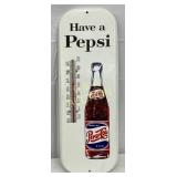 Pepsi-Cola Metal Thermometer w/bottle, 6in x 16in