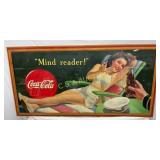 58×29 Framed Early Coca-Cola 'Mind Reader' Cardboa