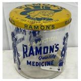 Ramon's Medicine Jar with Yellow Tin Lid, 8in x 8i