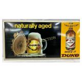 1967 Duke Beer Sign with Easel Back, 22 x 12 Inche
