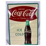 1963 Coca-Cola Fishtail Tin Sign, 19 1/2 x 28in.