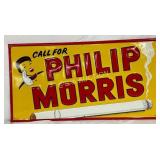 Philip Morris Emb Metal Advertising Sign, 27 x 14
