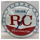 12-Inch Royal Crown Cola Glass Front Thermometer