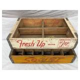 Two Wooden Soda Bottle Carriers: 7up Charleston, S