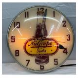 NuGrape Soda Advertising Clock with Illuminated De