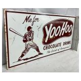 Metal Yoo-Hoo Advertising Flange Sign with Basebal