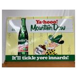 Emb Metal Mountain Dew Sign in Wood Frame, 58x39i