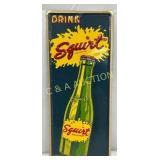 Emb. 1957 Tin Squirt Advertising Sign, 4×9 Inches