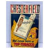 Chesterfield Emb Metal Tobacco Advertising Sign, 1