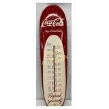 Coca-Cola Cigar-Style Thermometer Metal Sign, 8in