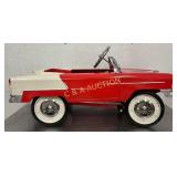 Red and Cream Steel Pedal Car with Chrome Accents