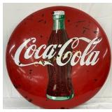 36in. Porc. Coca-Cola Button with Bottle