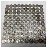 100 Pre-1964 90% Silver Mercury Dimes