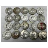 20 Pre-1964 90% Silver Washington Quarters (1934-1