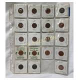 19 Encased Lincoln Pennies in Coin Album Sheets