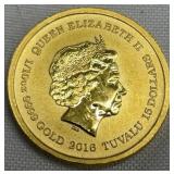 2016 Tuvalu $15 1/10 oz Gold 75th Anniversary Pear