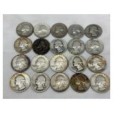 20 90% Silver Washington Quarters (1934-1964)