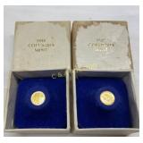 Miniature Columbia Mint Gold Token Coins, $20 Desi