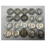 20 90% Silver Washington Quarters (1945-1964)