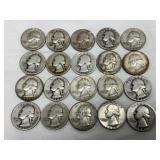 20 90% Silver Washington Quarters, Mixed Dates 193
