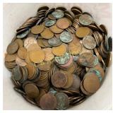 Bucket Containing Assorted Wheat Pennies