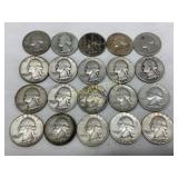 20 90% Silver Washington Quarters, 1942-1964