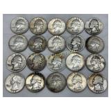 20 90% Silver Washington Quarters Dated 1941-1964