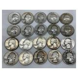 20 90% Silver Washington Quarters, 1941-1964