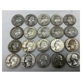 20 90% Silver Washington Quarters, 1936-1964