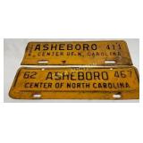 Embossed Asheboro License Plates, 1956 and 1962