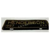1957 Henderson City Tag License Plate