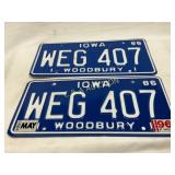 1986 Iowa License Plates, ï¿½WEG 407,ï¿½ Woodbury Coun