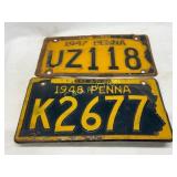 1947 and 1948 Pennsylvania License Plates