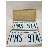 1975 Virginia License Plates with Matching Tags an