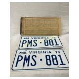 Virginia 1975 Matching License Plates with Origina