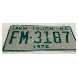 1976 North Carolina Farm Truck License Plate FM-31