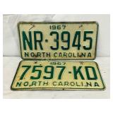 1967 North Carolina License Plates, NR-3945 and 75