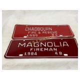 1984 and 1995 North Carolina Fireman License Plate
