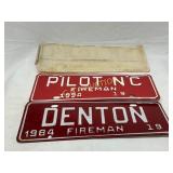 1984 and 1994 North Carolina Fireman License Plate