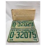 1978 North Carolina License Plates with Original E