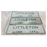 Three 1988 Littleton City Tags