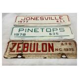 Three 1975, 1977, and 1978 North Carolina City Tag