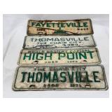 Four North Carolina City License Tags, 1971-1982